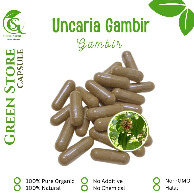 100-1000 CAPSULES Uncaria gambir The gambier or Gambir @600mg Fresh Natural Herb