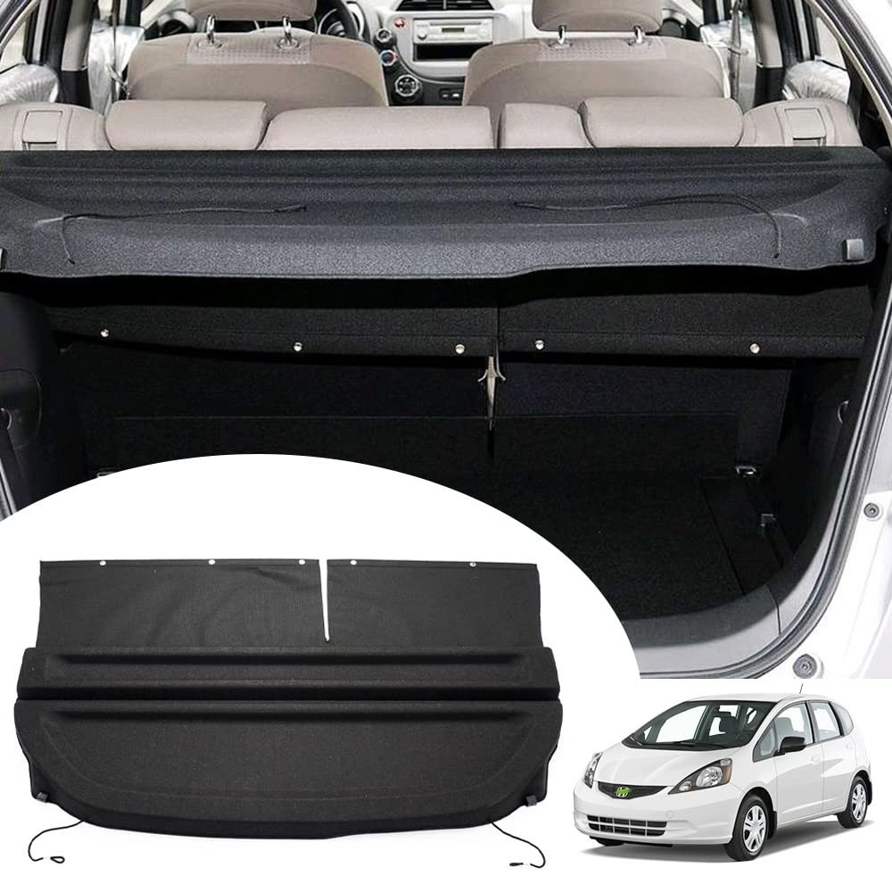 Powerty Cargo Cover Trunk Privacy Shade for Honda Fit 2009-2011 Black