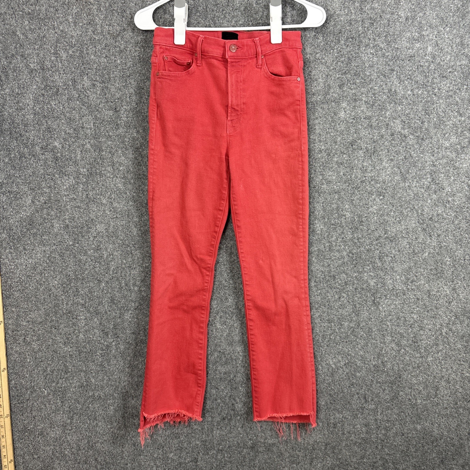 Mother  The Insider Crop Step Fray Jeans Womens Size 28 Red Second Chances