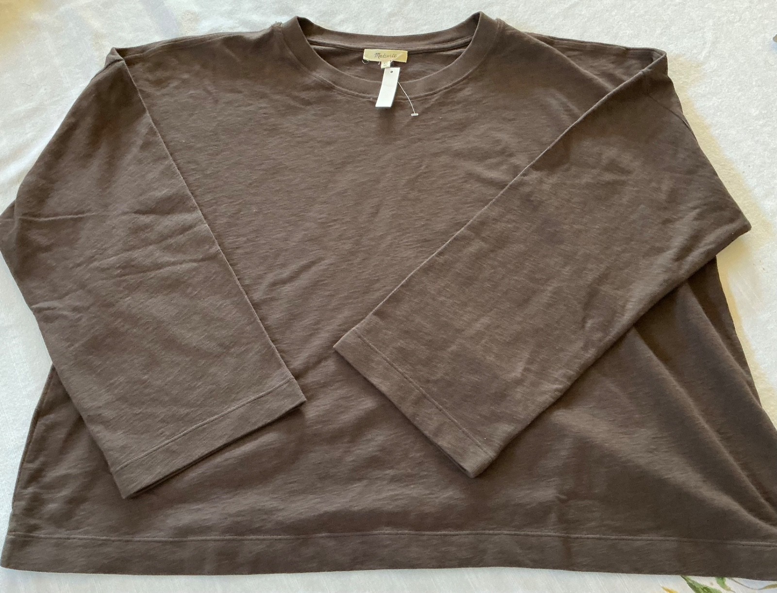 NWT Madewell The Boxy Crop Tee in Allday Jersey, Dark Chicory Long Sleeve XL