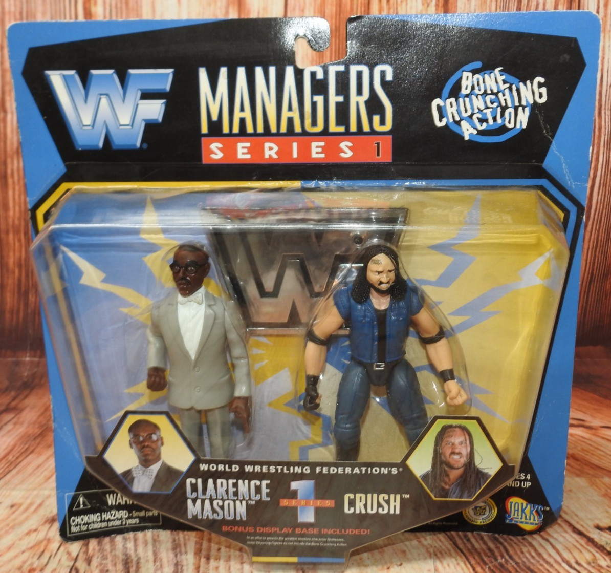 1997 Jakks WWF Managers series 1 Clarence Mason & Crush 2-pack figures