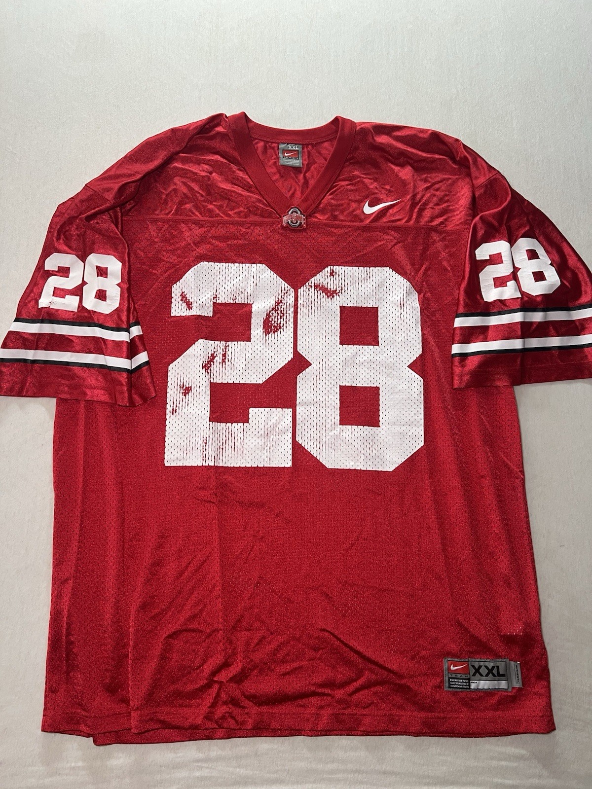 Vintage Ohio State Football Jersey Mens XXL 2XL Red Nike Buckeyes #28 OSU Home