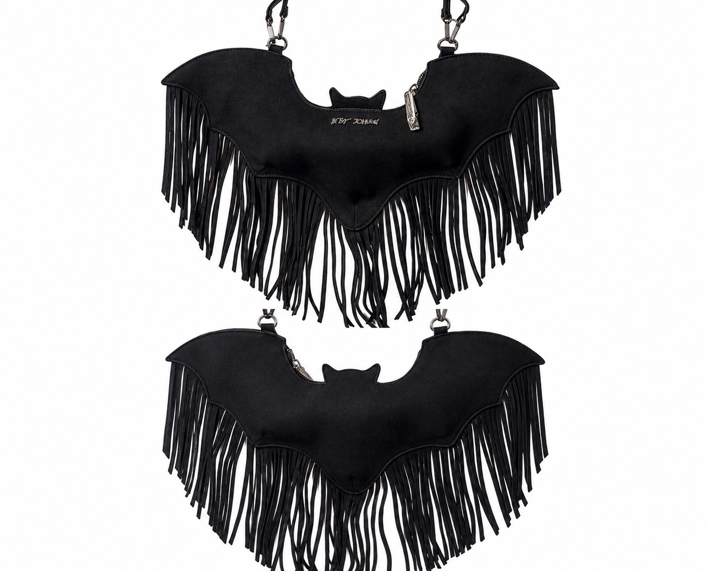 Betsey Johnson Viral Black Bat Crossbody Fringe Zip Bag Purse Halloween Fashion Betsey Johnson Viral Black Bat Crossbody Fringe Zip Bag Purse Halloween Fashion
