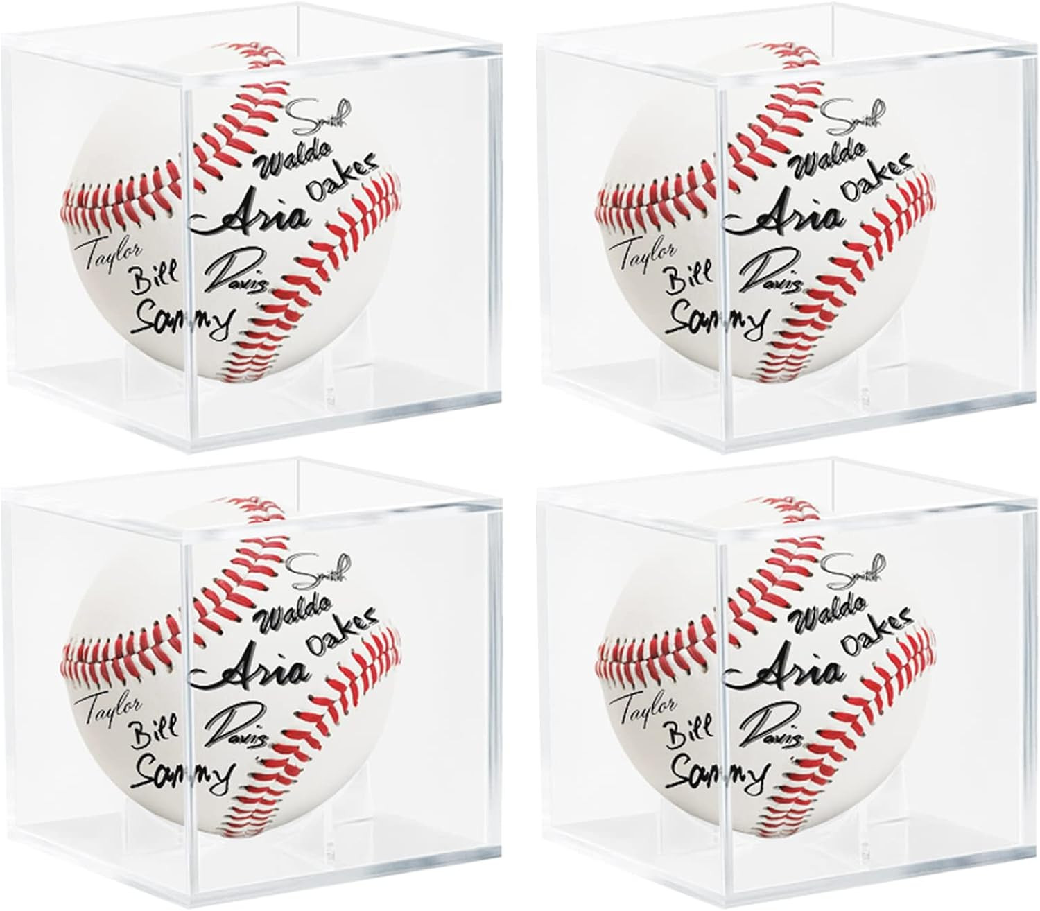 4 Pack Acrylic Baseball Case for Display, UV Protected Baseball Display Cube, Au