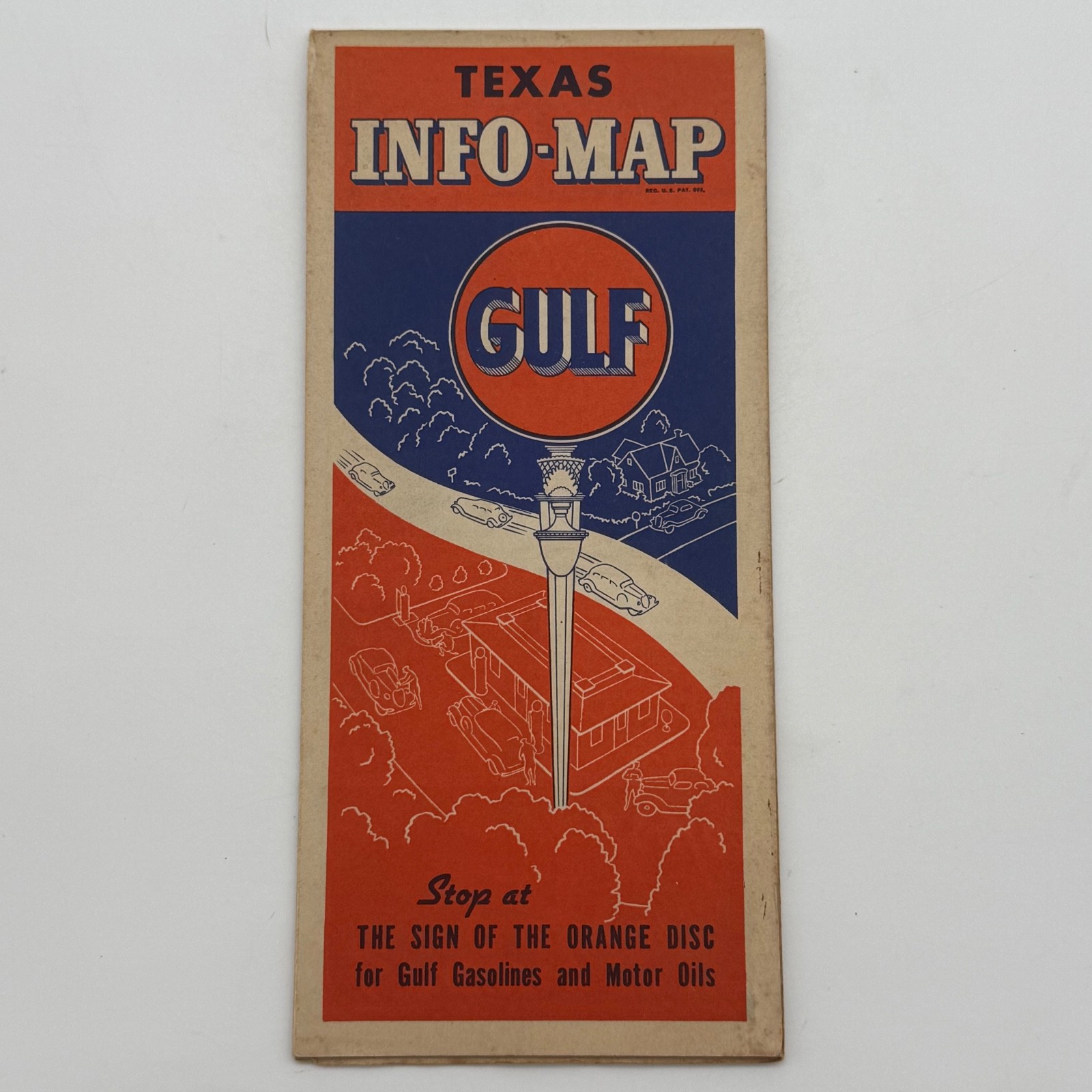 Vintage 1937 Gulf Oil Texas State Info-Map Rand McNally Pan-American Expo Map