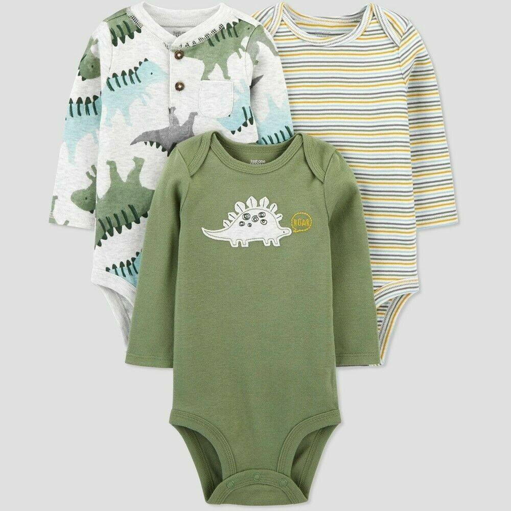 Carter\'s Baby Boy\'s 3 pcs Dino Long Sleeve Bodysuit Just One You Size 3 Months Carter\'s Baby Boy\'s 3 pcs Dino Long Sleeve Bodysuit Just One You Size 3 Months