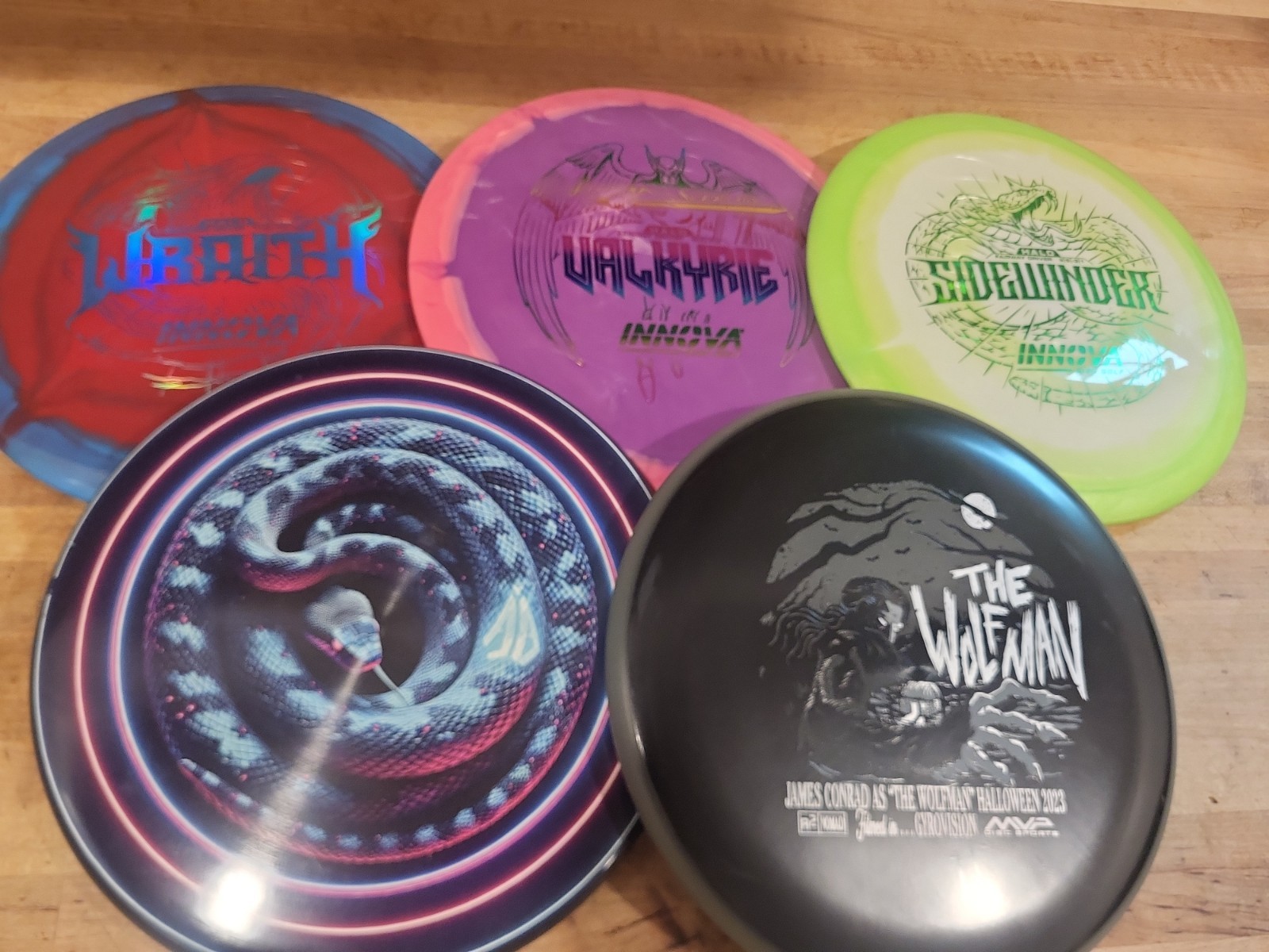 Disc Golf Lot Of 5 As Is Innova Mvp Discraft Wraith Valk Sidewinder