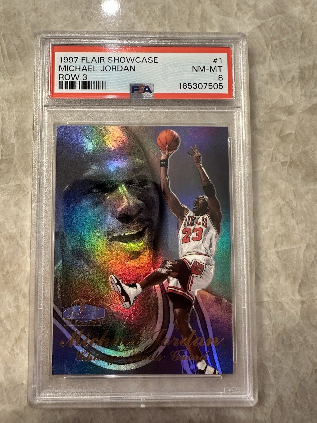 1997-98 Flair Showcase - Michael Jordan #1 Row 3 Chicago Bulls PSA 8 NM-MT Card