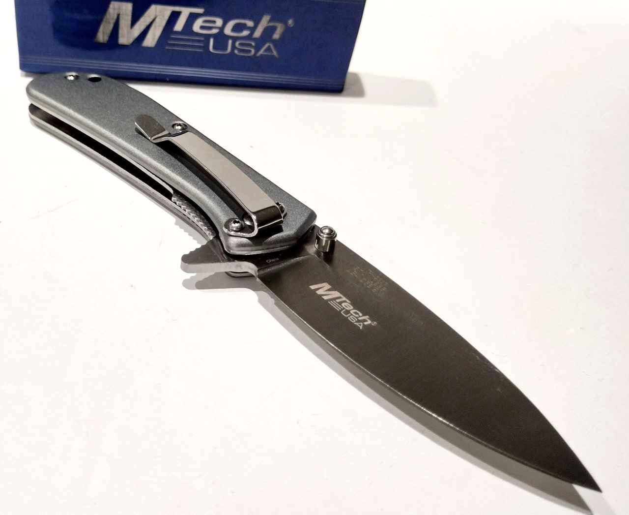 M-TECH Amplitude Gray Drop Point Spring Open Assisted Folding Pocket Knife A/O M-TECH Amplitude Gray Drop Point Spring Open Assisted Folding Pocket Knife A/O