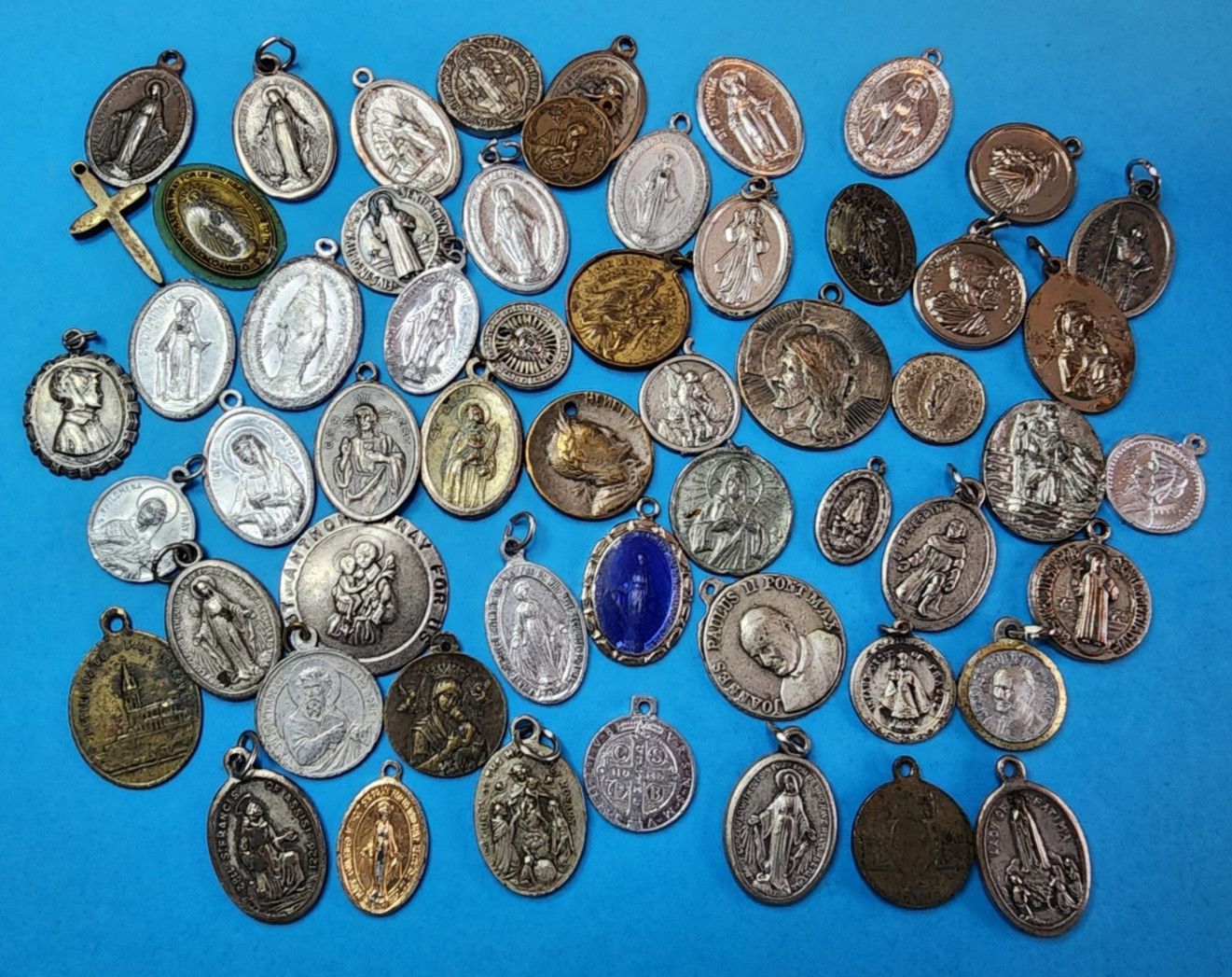 Lot of 55 Religious Pendants Medals - Catholic - Mostly Vintage Lot of 55 Religious Pendants Medals - Catholic - Mostly Vintage