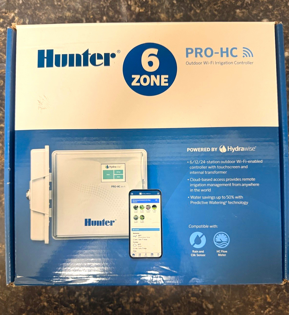 Hunter PRO-HC Hydrawise 6-Zone Outdoor Wi-Fi App Touchscreen Irrigation Ctrl Hunter PRO-HC Hydrawise 6-Zone Outdoor Wi-Fi App Touchscreen Irrigation Ctrl