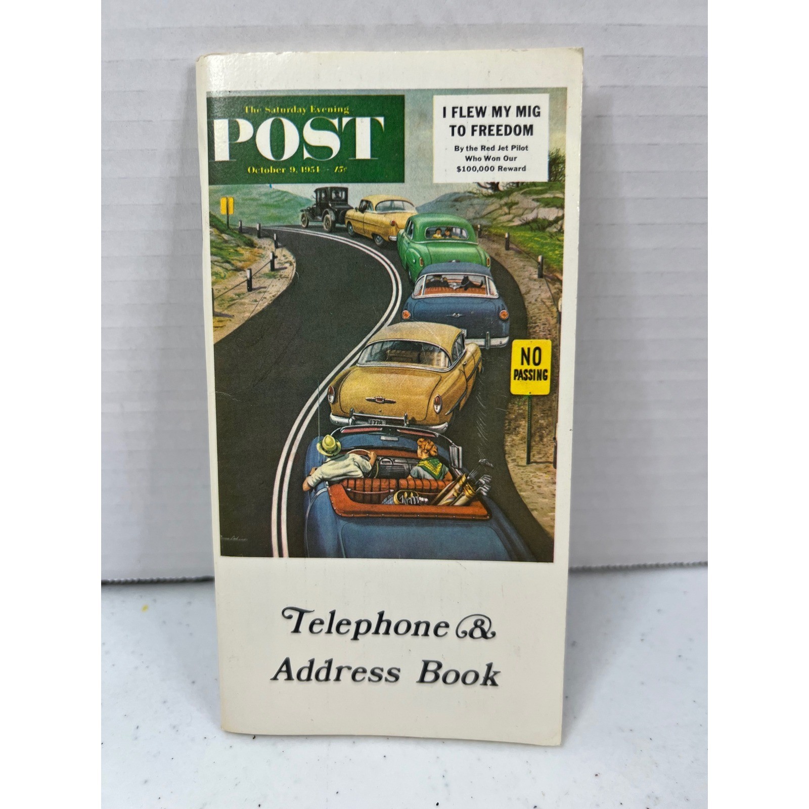 Vintage 1979 Saturday Evening Post Telephone Address Book No Passing Art DS-941