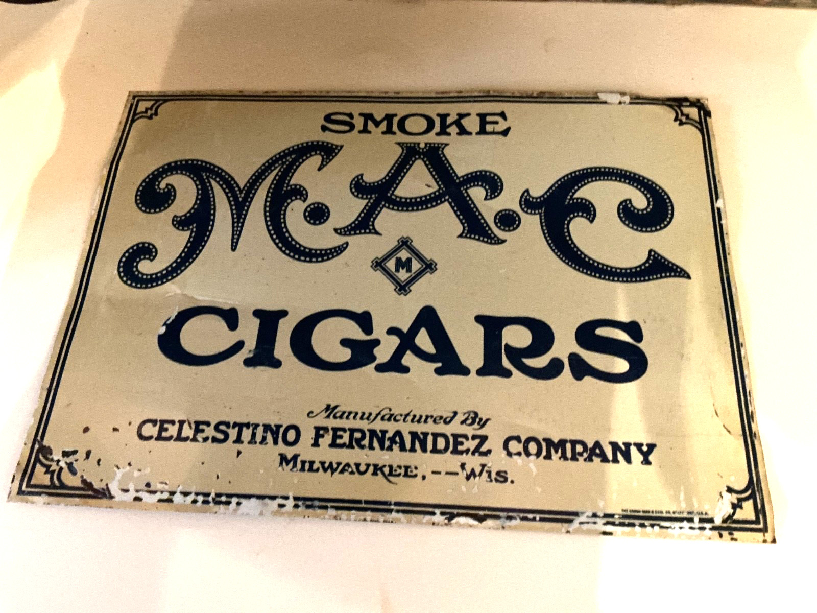 Antique Tin M.A.C. Cigar Sign 1920\'s