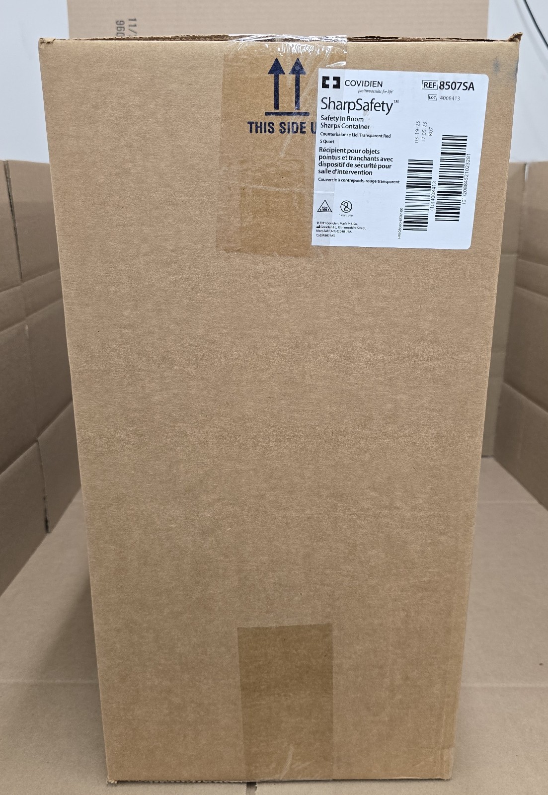 Case of 20 Covidien SharpSafety Sharps Container w/ Counterbalance Lid -8507SA Case of 20 Covidien SharpSafety Sharps Container w/ Counterbalance Lid -8507SA
