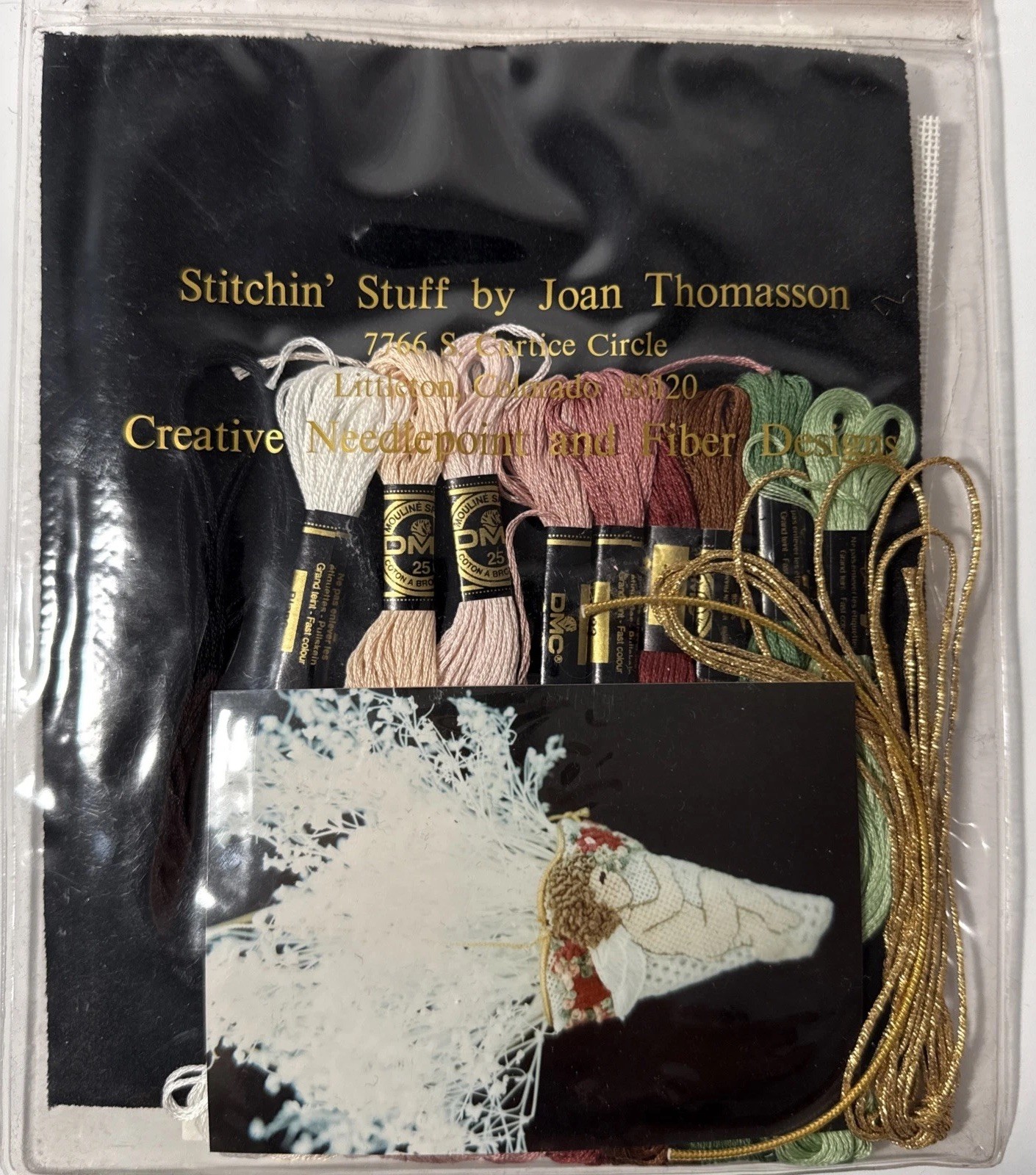 Stitchin' Stuff Joan Thomasson 1989 VICTORIAN LACE CHERUB CONE Kit Needlepoint