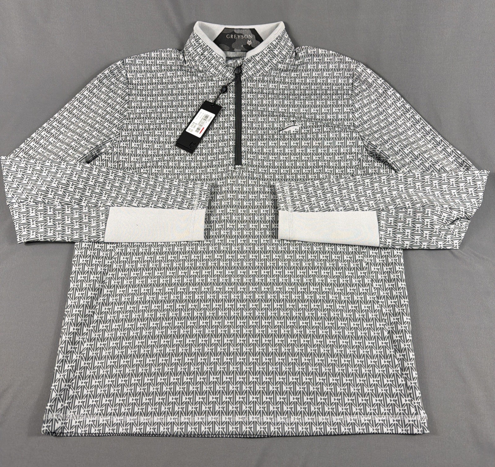 Greyson Golf Pullover Monogram Jacquard Print Chest Logo Medium Arvon MSRP $198
