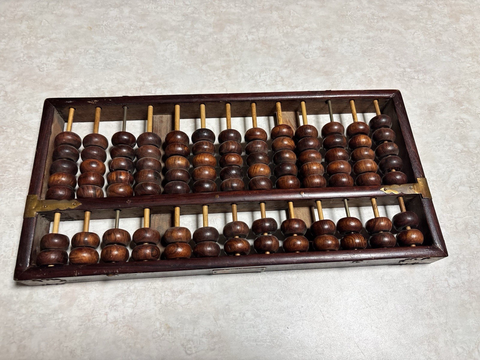 Vintage Chinese Carved Wooden Abacus 13 Columns 7 Beads Republic Of China Vintage Chinese Carved Wooden Abacus 13 Columns 7 Beads Republic Of China