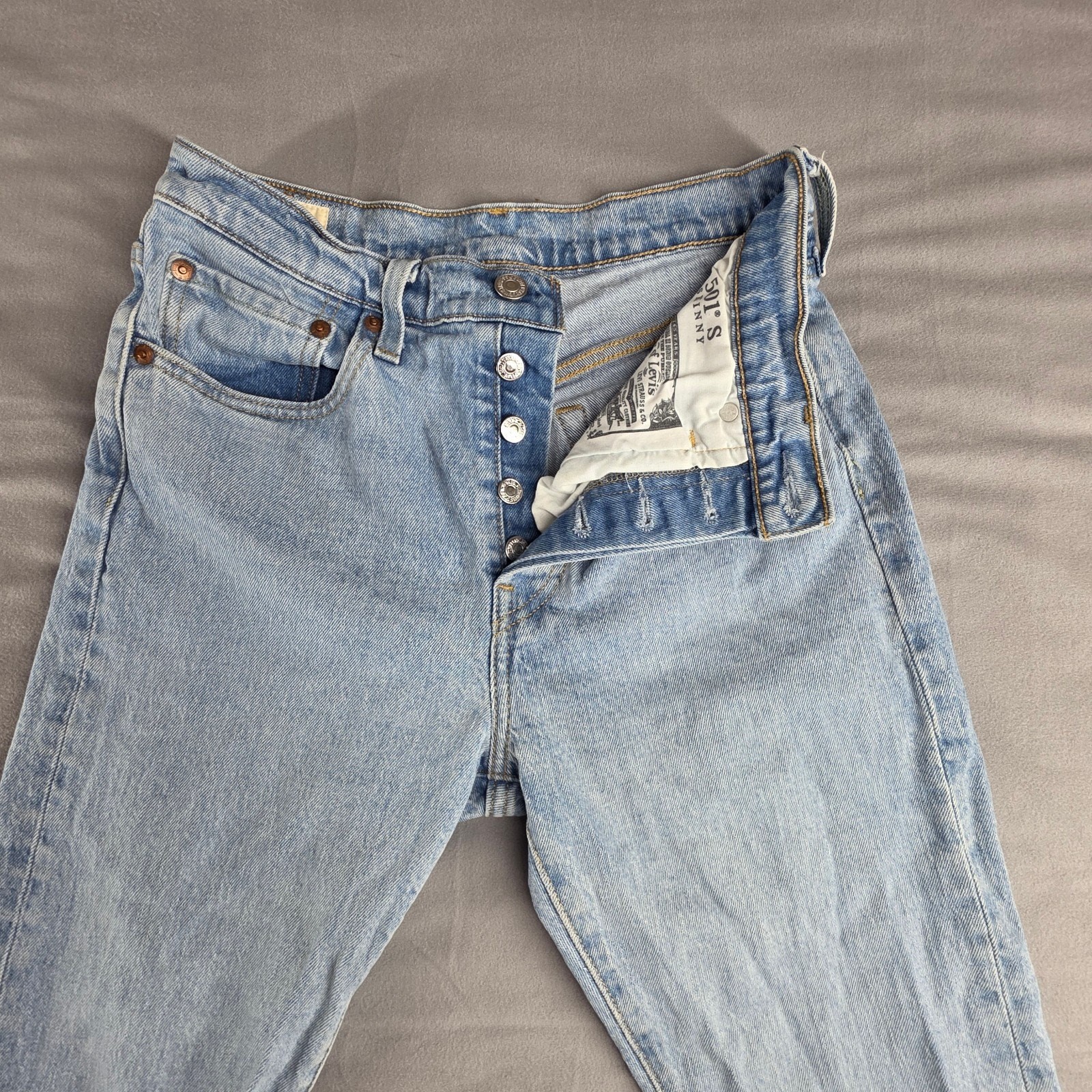Levi\'s Premium 501 S Skinny Jeans Men\'s 26x30 Light Wash Big E Button Fly