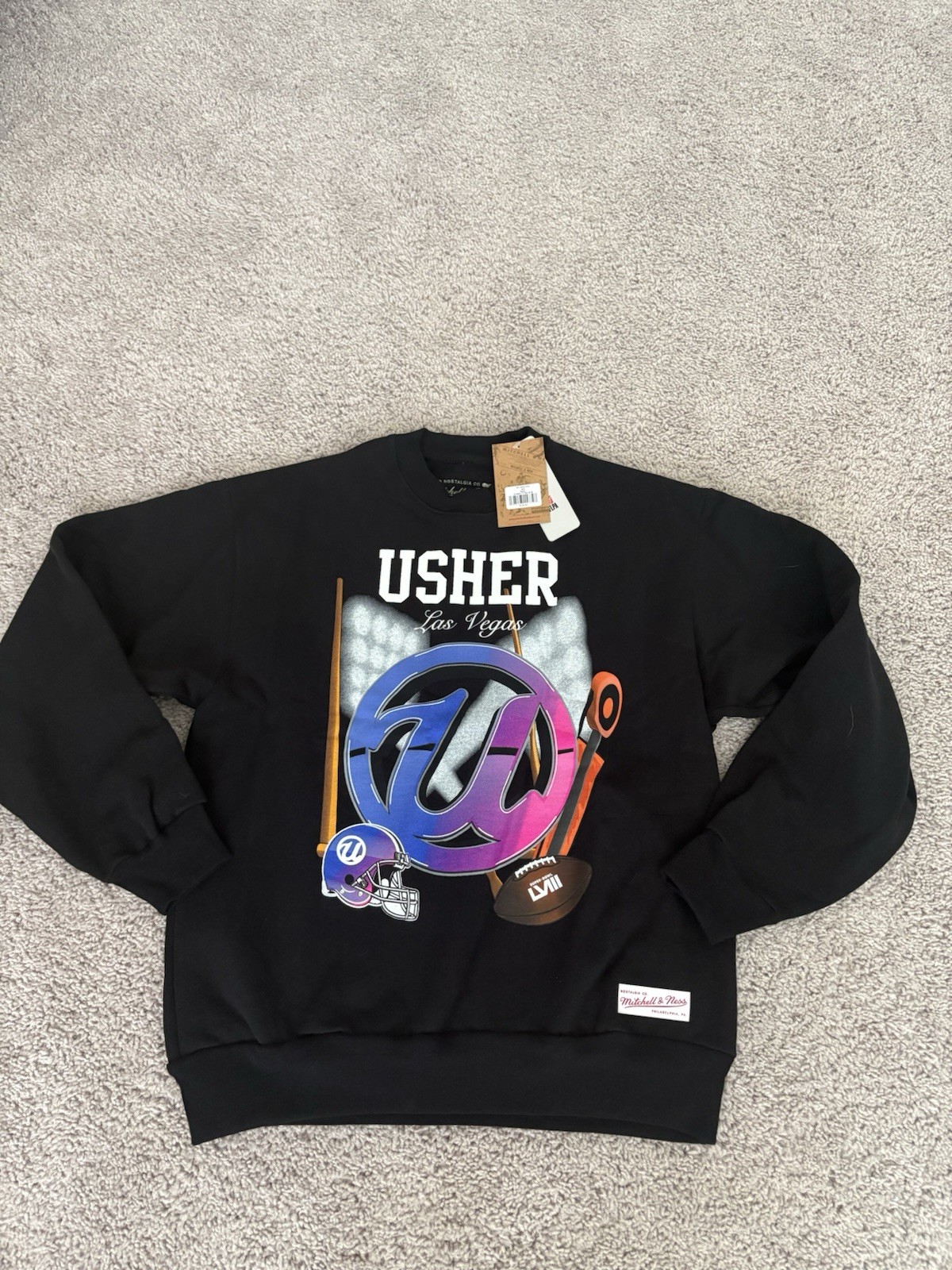 NWT Mitchell & Ness Men’s Usher Super Bowl LvIII Pullover Sweatshirt Size M NFL NWT Mitchell & Ness Men’s Usher Super Bowl LvIII Pullover Sweatshirt Size M NFL
