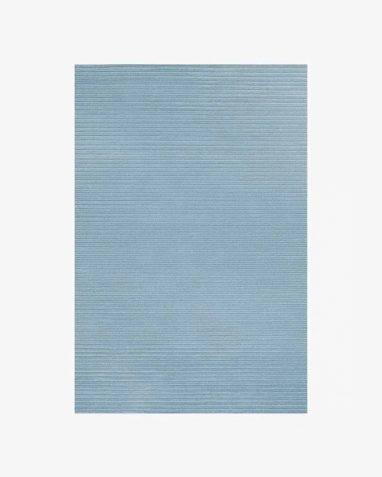 Hand-Tufted Wool Rug 9x12 ft - Nordic Knots Sky Blue Striped Design, Area Rug Hand-Tufted Wool Rug 9x12 ft - Nordic Knots Sky Blue Striped Design, Area Rug