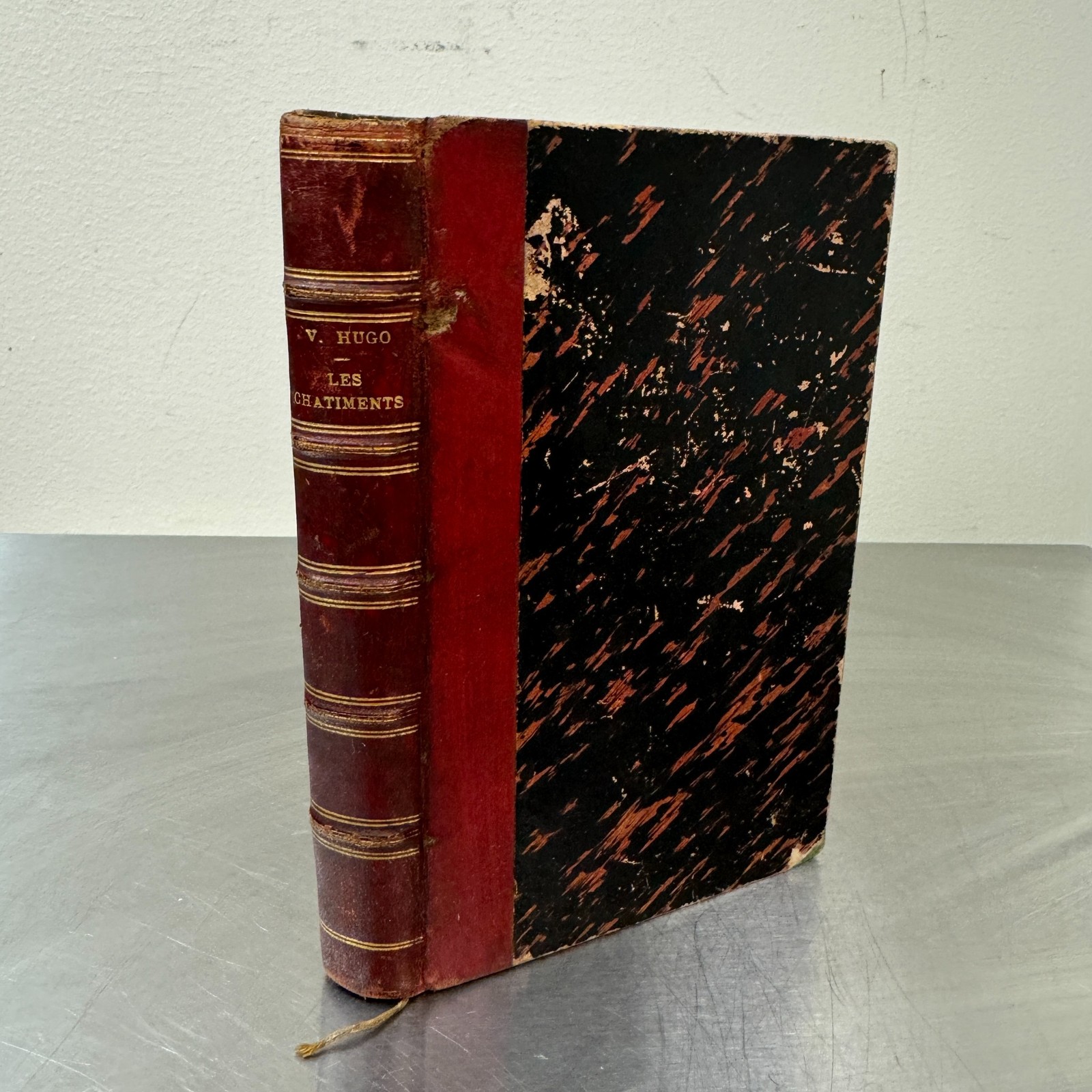 LES CHATIMENTS Victor Hugo FRENCH Hardcover Leather J. HETZEL Paris POETRY