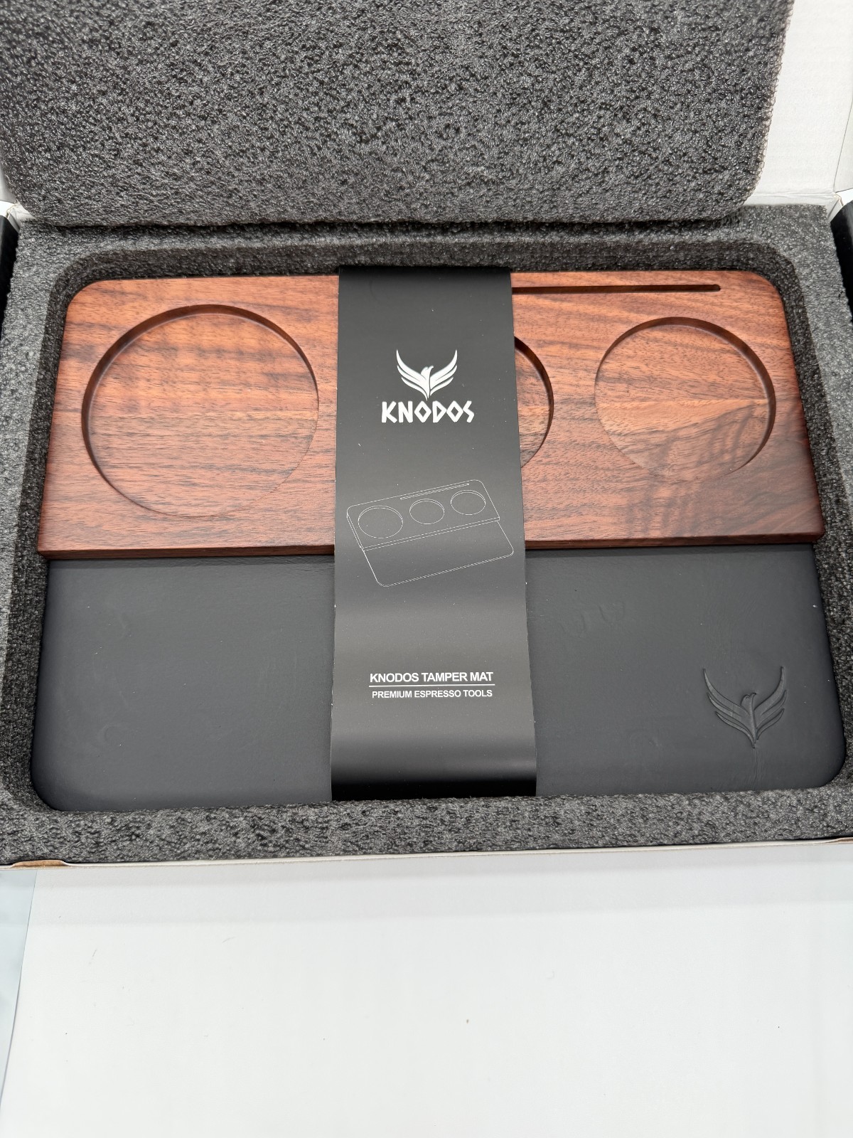 KNODOS 58mm Walnut Leather Tamping Mat Espresso Accessories Organizer
