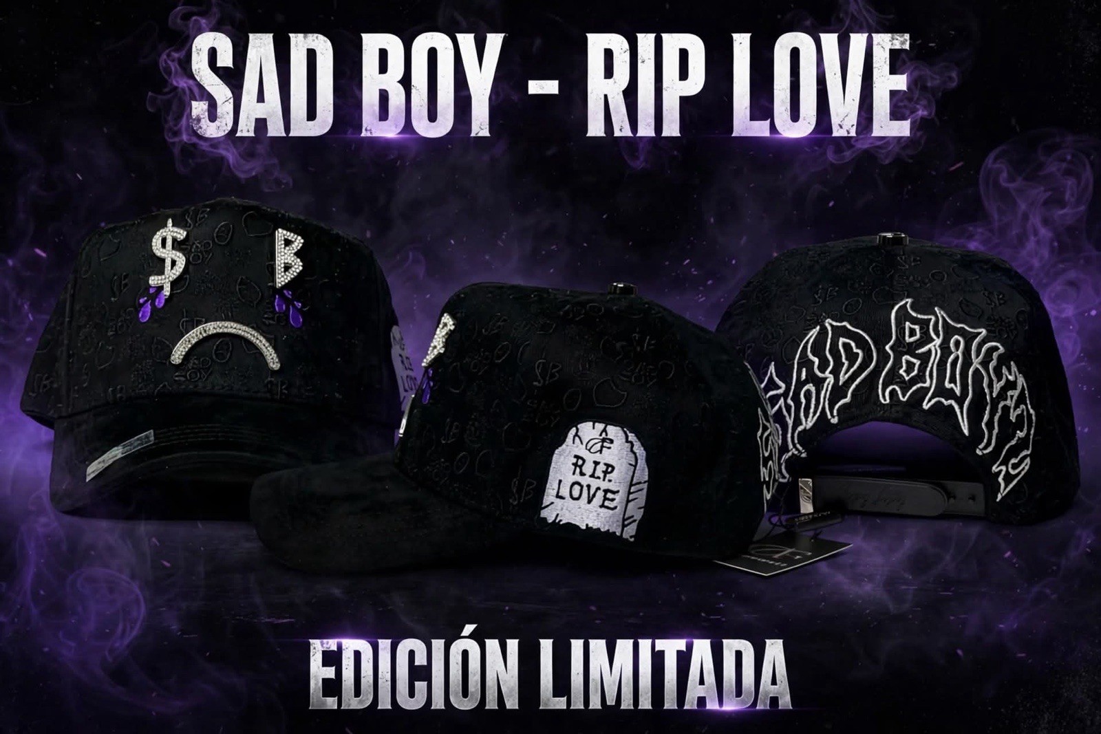 SAD BOY RIP LOVE Black Adjustable Embroidered Goth Baseball Cap One Size SAD BOY RIP LOVE Black Adjustable Embroidered Goth Baseball Cap One Size