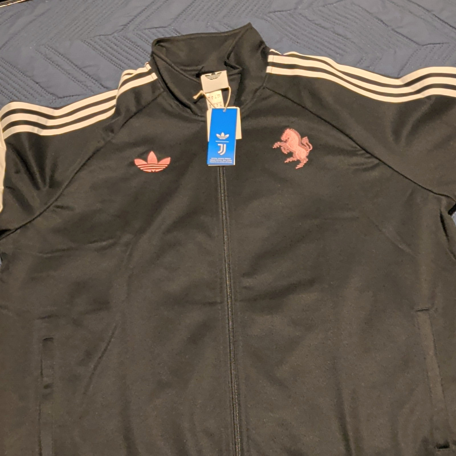 adidas Originals Juventus Track Jacket Full Zip Black/White/Pink Men\'s XL adidas Originals Juventus Track Jacket Full Zip Black/White/Pink Men\'s XL