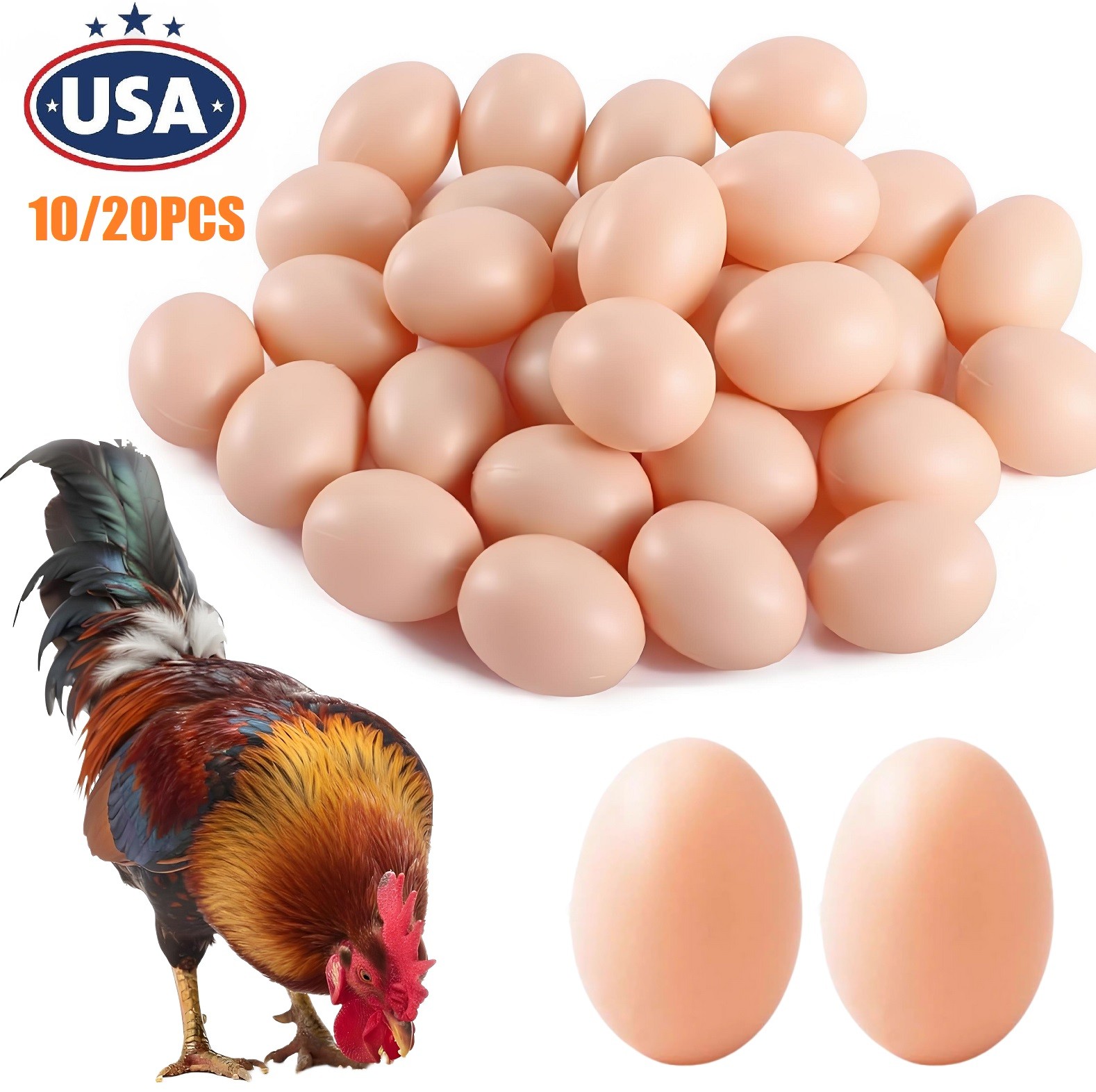 20×Dummy Faux Fake Chicken Eggs Get hens to Lay Eggs Poultry Mannequin Nest Eggs