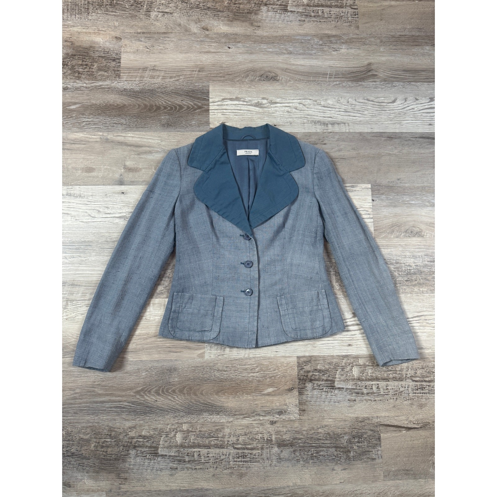 Vintage 90s Y2K Prada Silk Blazer Quiet Luxury Office Siren Workwear Slub Small