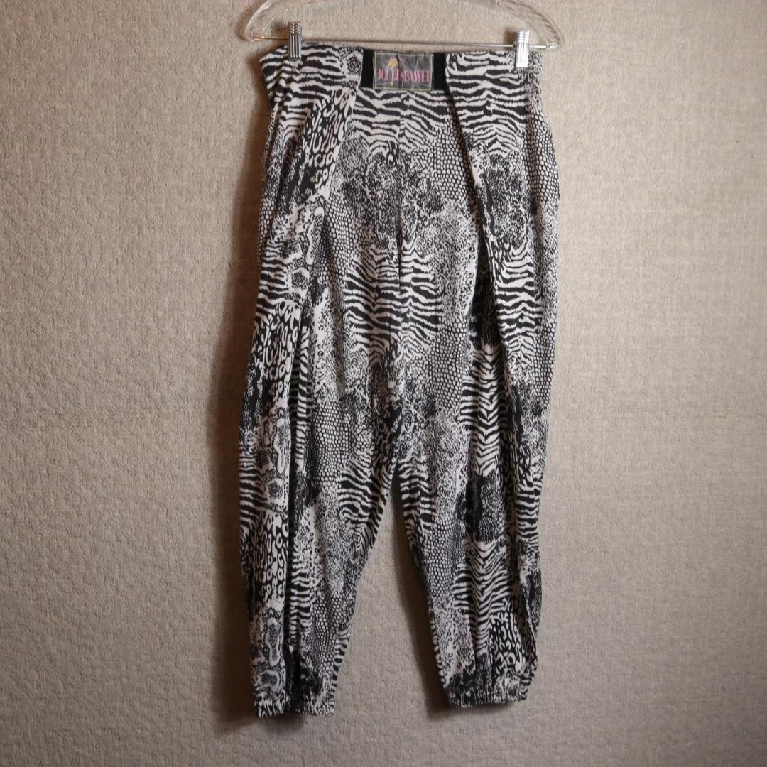 Vintage 80s Joe Benbasset Jogger Pants Teens Large Black Animal Print USA