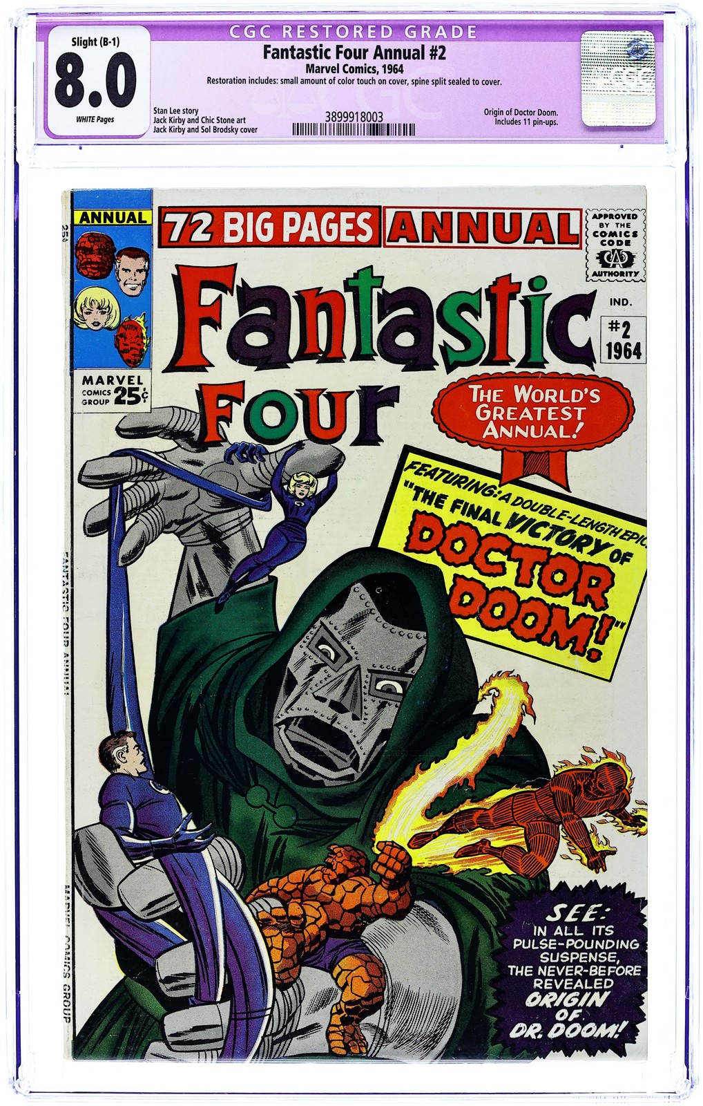 Fantastic Four Annual #2 CGC 8.0 RESTORED 1964 3899918003