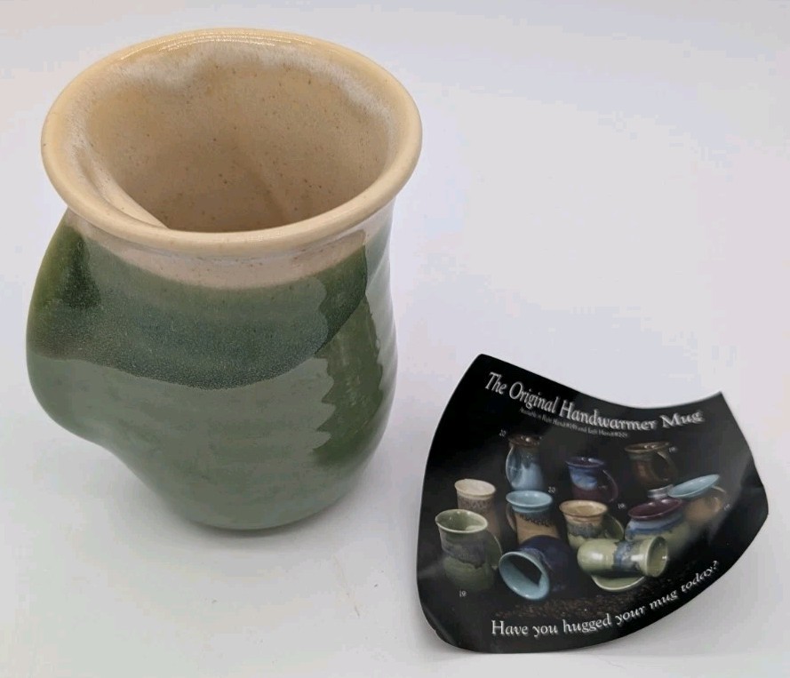 Clay In Motion Left Hand Warmer Mug Blue Black Signed Neher Pottery Clay In Motion Left Hand Warmer Mug Blue Black Signed Neher Pottery