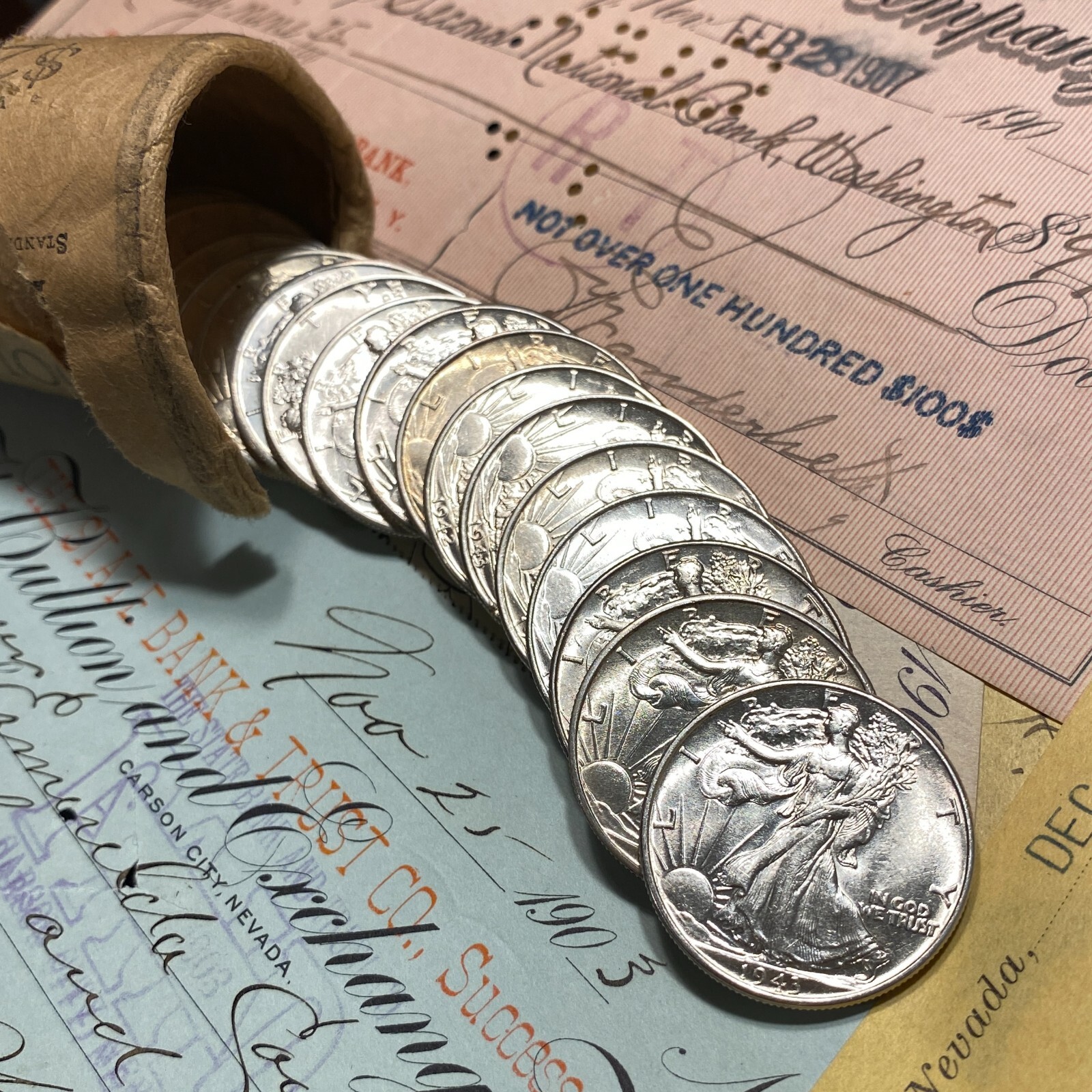 ✯ Estate Walking Liberty Half Dollars ✯ 4x UNC BU MS from OBW Roll ✯
