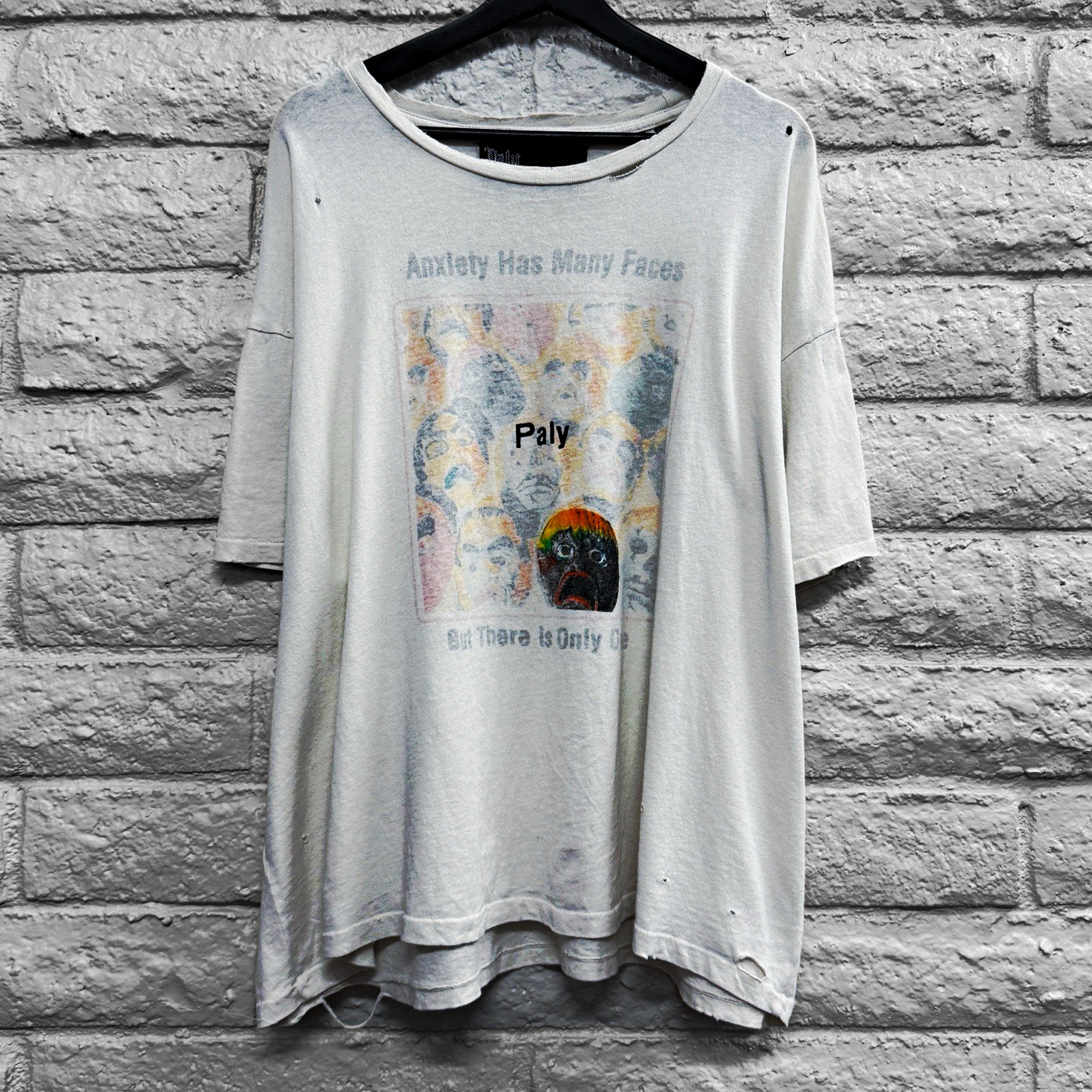 Paly Men’s Anxiety T-Shirt White Crew Neck Short Sleeve XL Cotton USA Paly Men’s Anxiety T-Shirt White Crew Neck Short Sleeve XL Cotton USA