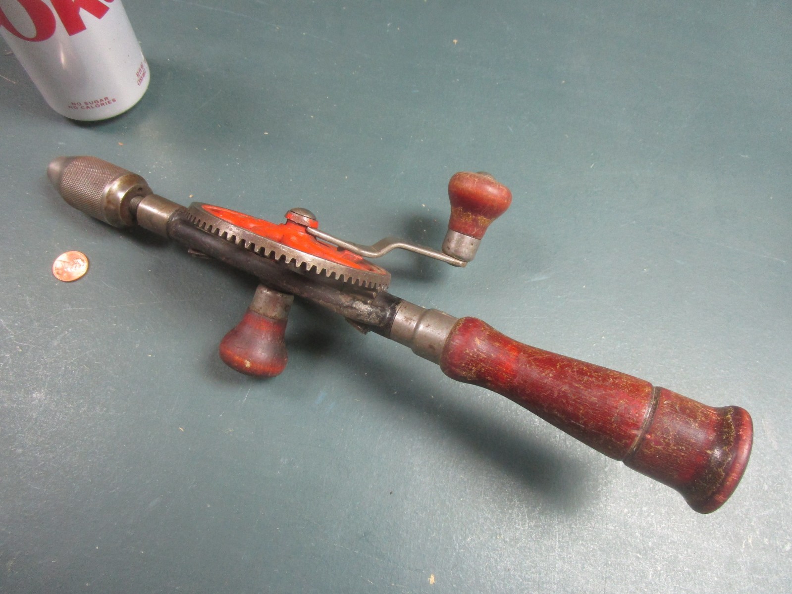 Vintage MILLERS FALLS No. 2 Egg Beater Hand Drill Bit Storage in Handle Vintage MILLERS FALLS No. 2 Egg Beater Hand Drill Bit Storage in Handle