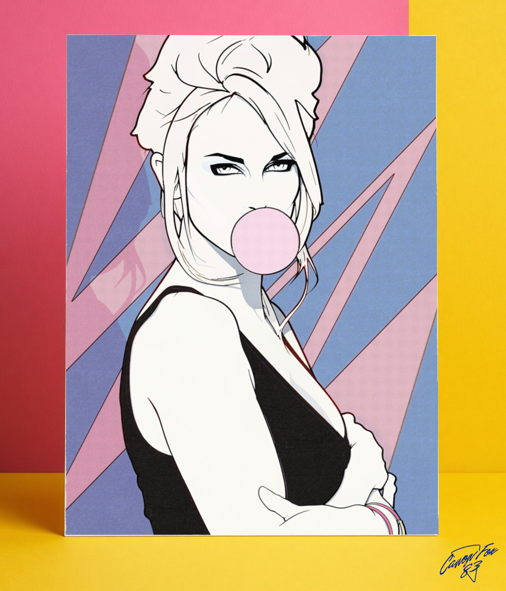 Exclusive Patrick Nagel Inspired 80s Fashion Woman 1980s Pop Art Nail salon Pop
