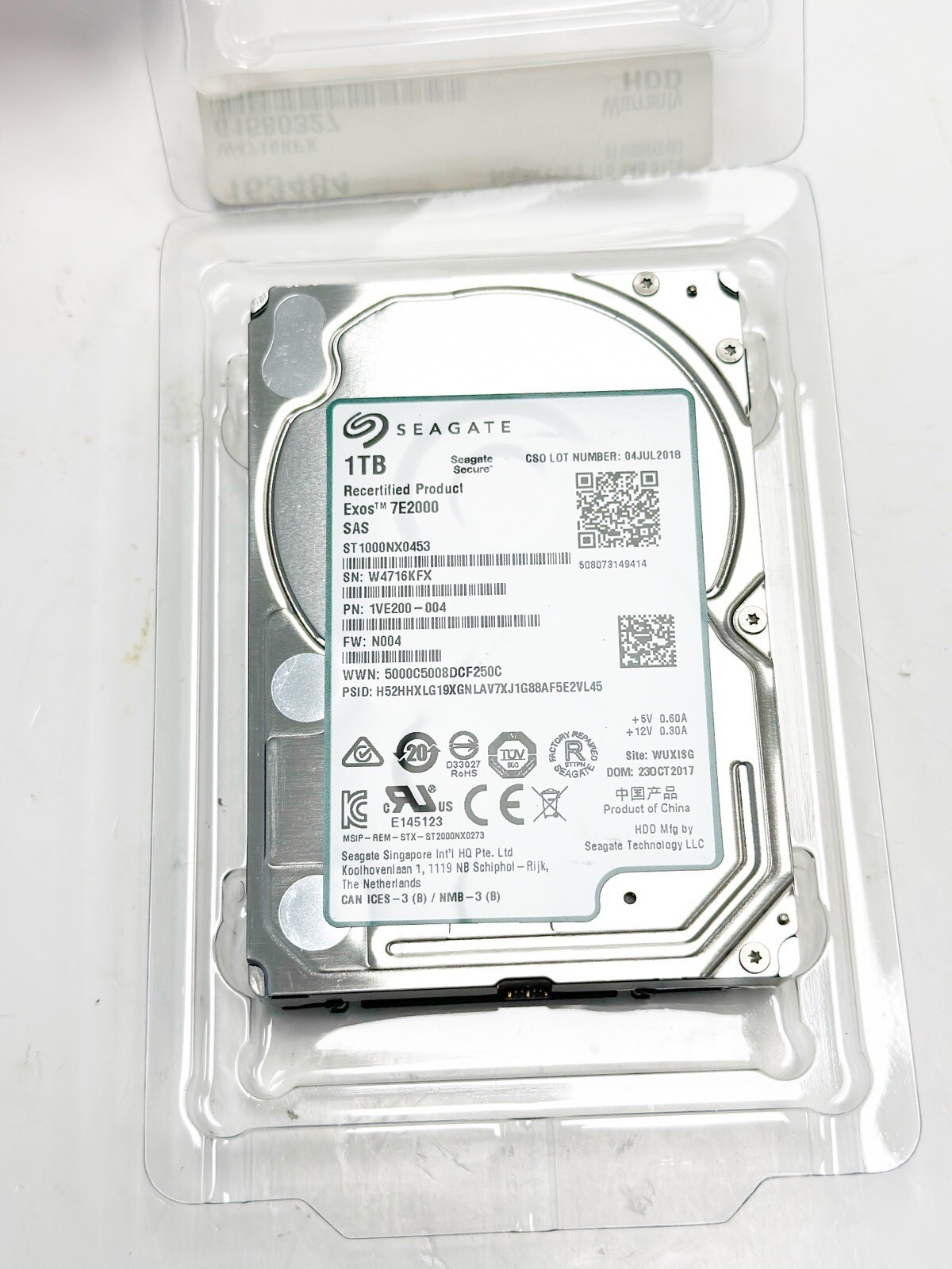 Recertified Seagate Enterprise Exos 7E2000 1 TB, 2.5, SAS ST1000NX0453 Recertified Seagate Enterprise Exos 7E2000 1 TB, 2.5, SAS ST1000NX0453