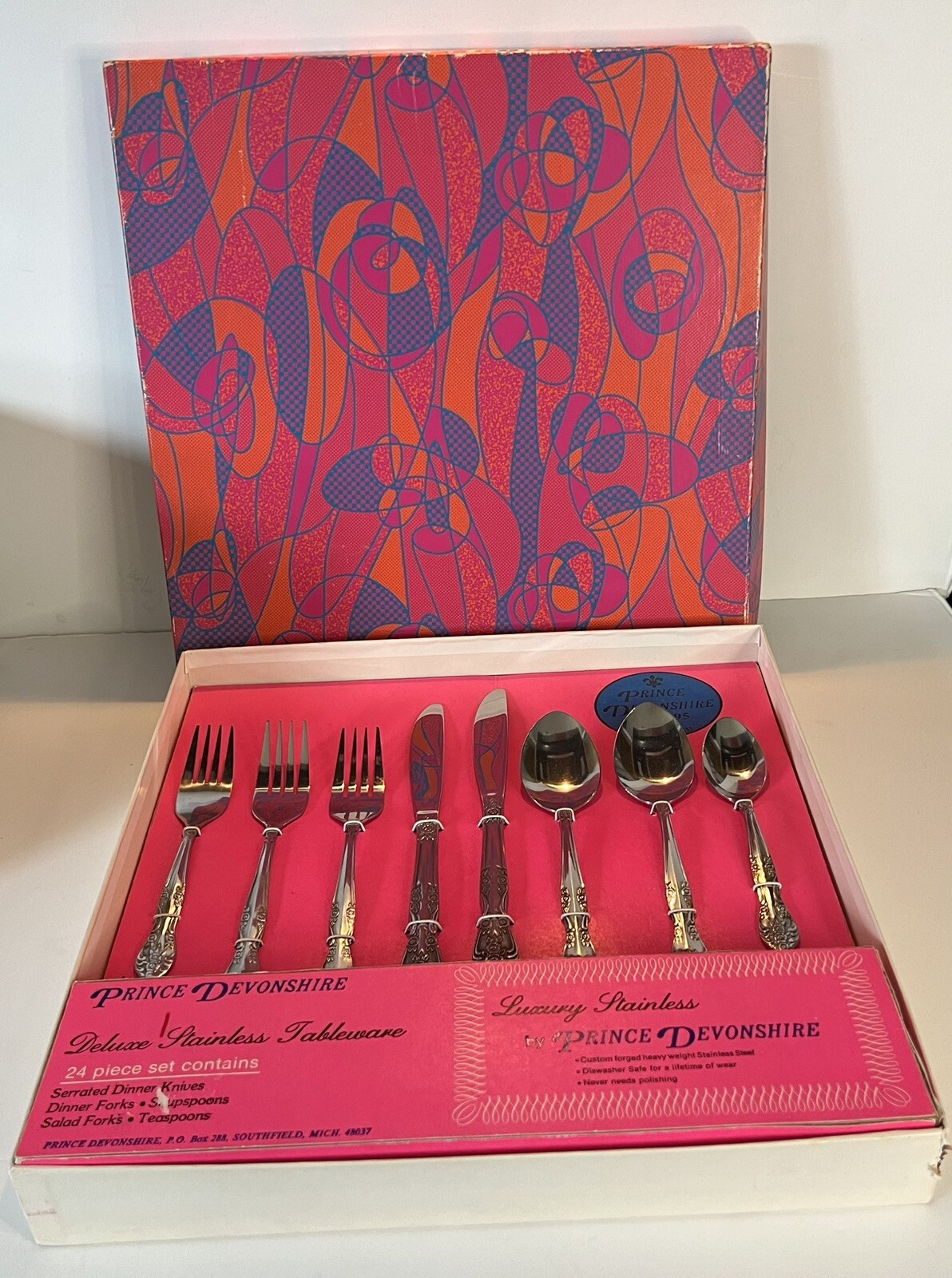 Vintage 24 Piece Prince Devonshire Stainless Flatware Tableware New Knives Forks Vintage 24 Piece Prince Devonshire Stainless Flatware Tableware New Knives Forks