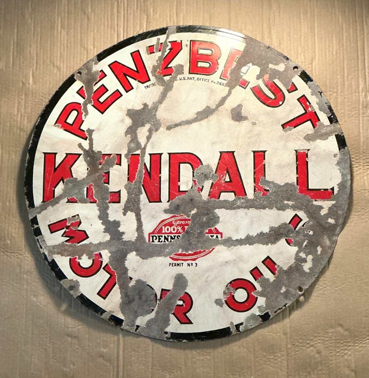 VINTAGE 1930S-40s KENDALL PENZBEST MOTOR OILS 2 SIDED PORCELAIN ADVERTISING SIGN VINTAGE 1930S-40s KENDALL PENZBEST MOTOR OILS 2 SIDED PORCELAIN ADVERTISING SIGN