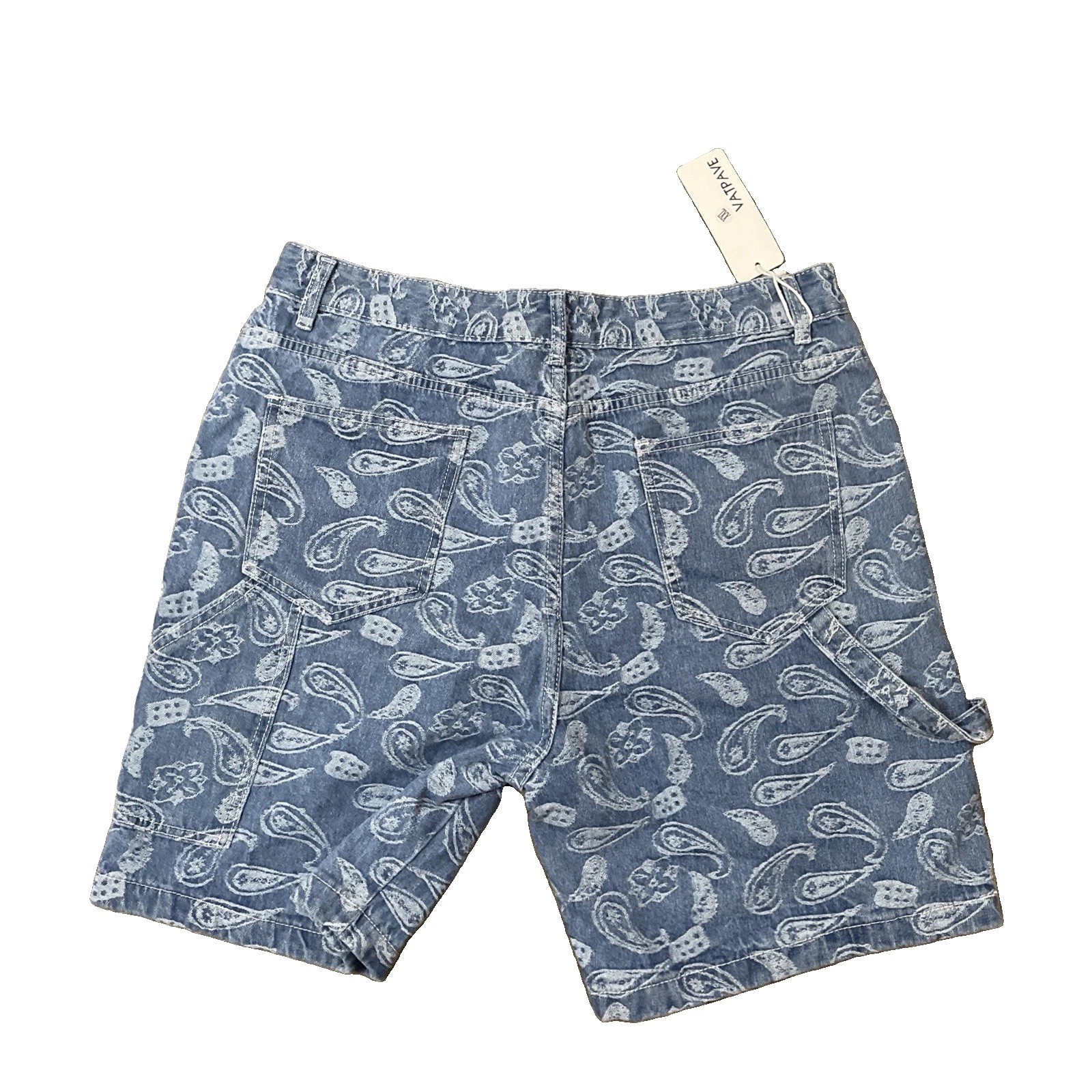 Vatpave Mens Baggy Denim Shorts 2XL NWT Paisley Blue Skater Carpenter Y2K Jean Vatpave Mens Baggy Denim Shorts 2XL NWT Paisley Blue Skater Carpenter Y2K Jean