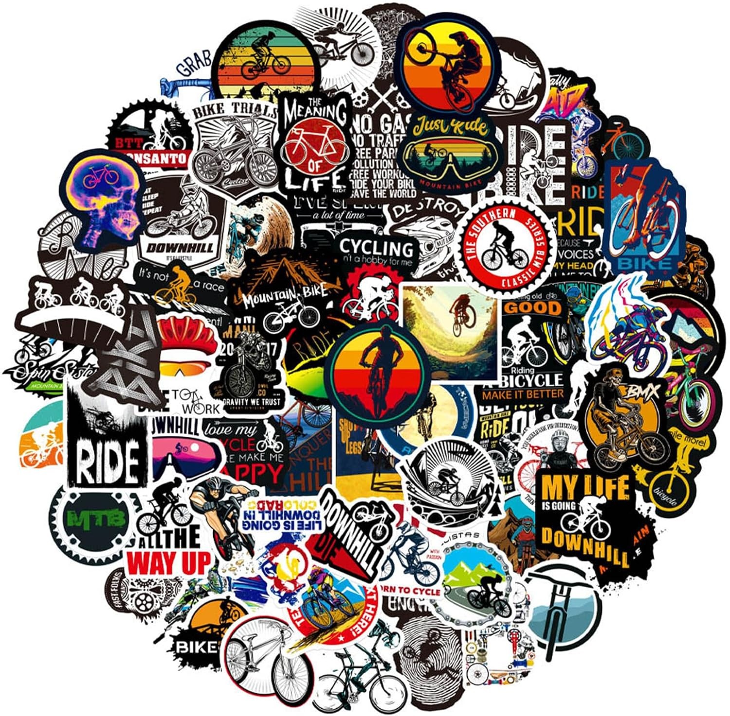 100PCS Mountain Bike Stickers, Cute Multicolor Vinyl Decals for Cycling Gear 100PCS Mountain Bike Stickers, Cute Multicolor Vinyl Decals for Cycling Gear