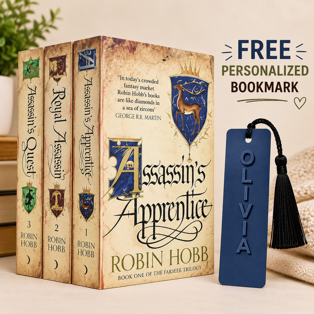 Robin Hobb Farseer Trilogy 3 Books Paperback Set with Free Personalized Bookmark