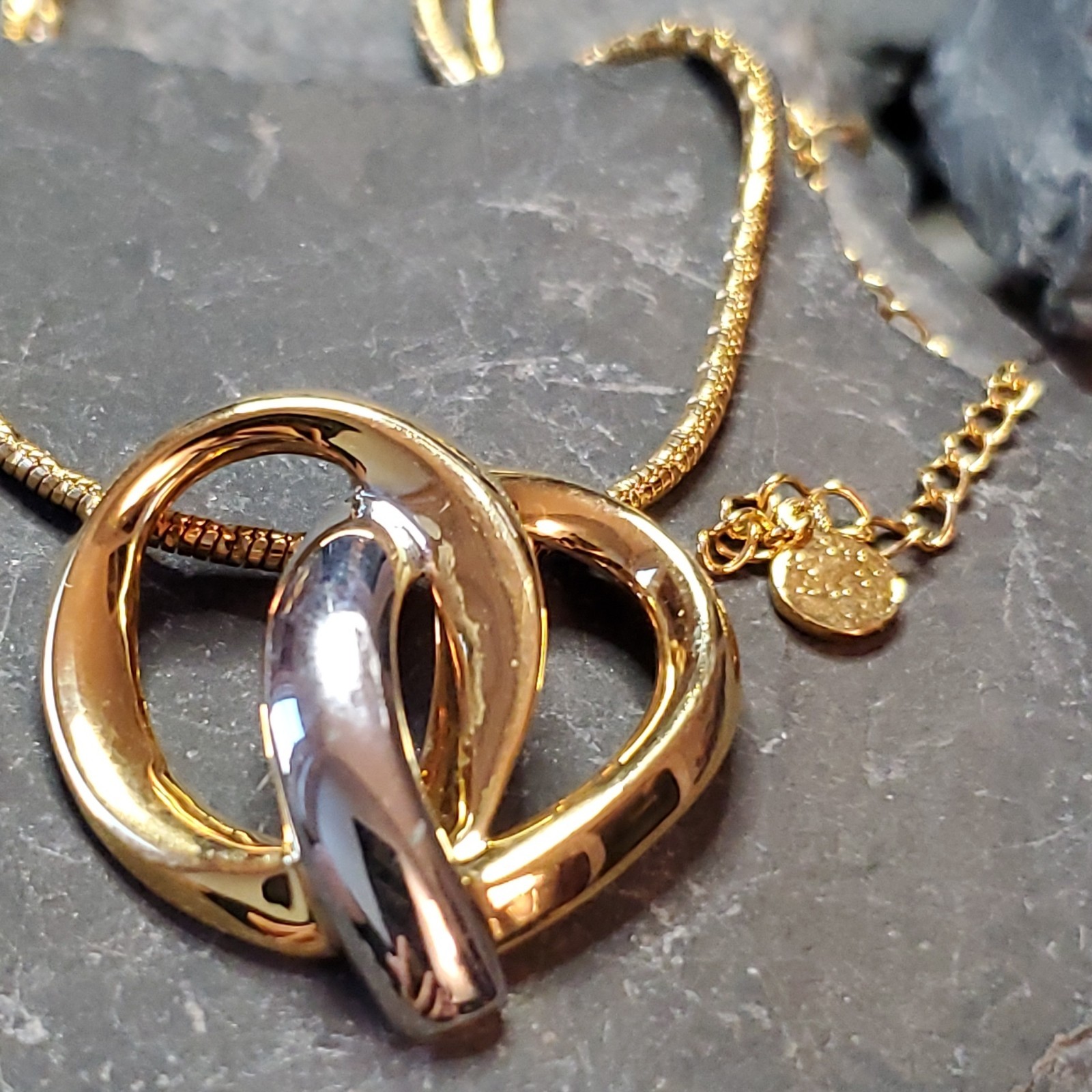 BUTLER Gold and Silver Tone Long Chain and Heart Pendant; Chain, Lobster Clasp BUTLER Gold and Silver Tone Long Chain and Heart Pendant; Chain, Lobster Clasp