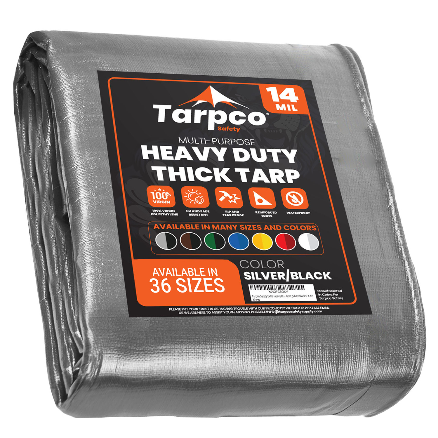 Tarpco Safety Extra Heavy Duty Tarp 14 Mil Waterproof Tarpaulin Cover Resistant