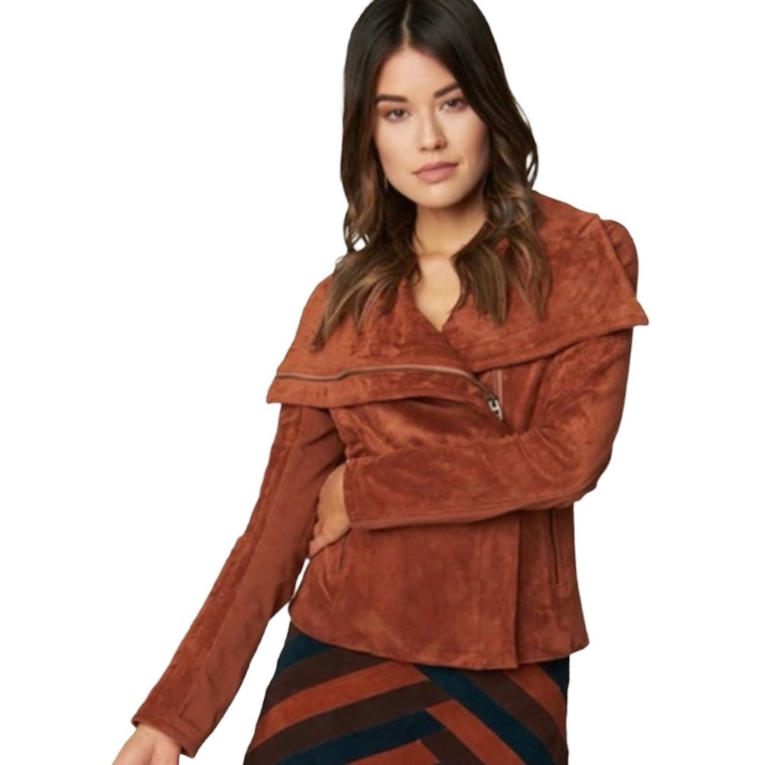 SL8 Blank NYC Rust Brown Soft Faux Suede Asymmetrical Zipper Moto Jacket SL8 Blank NYC Rust Brown Soft Faux Suede Asymmetrical Zipper Moto Jacket