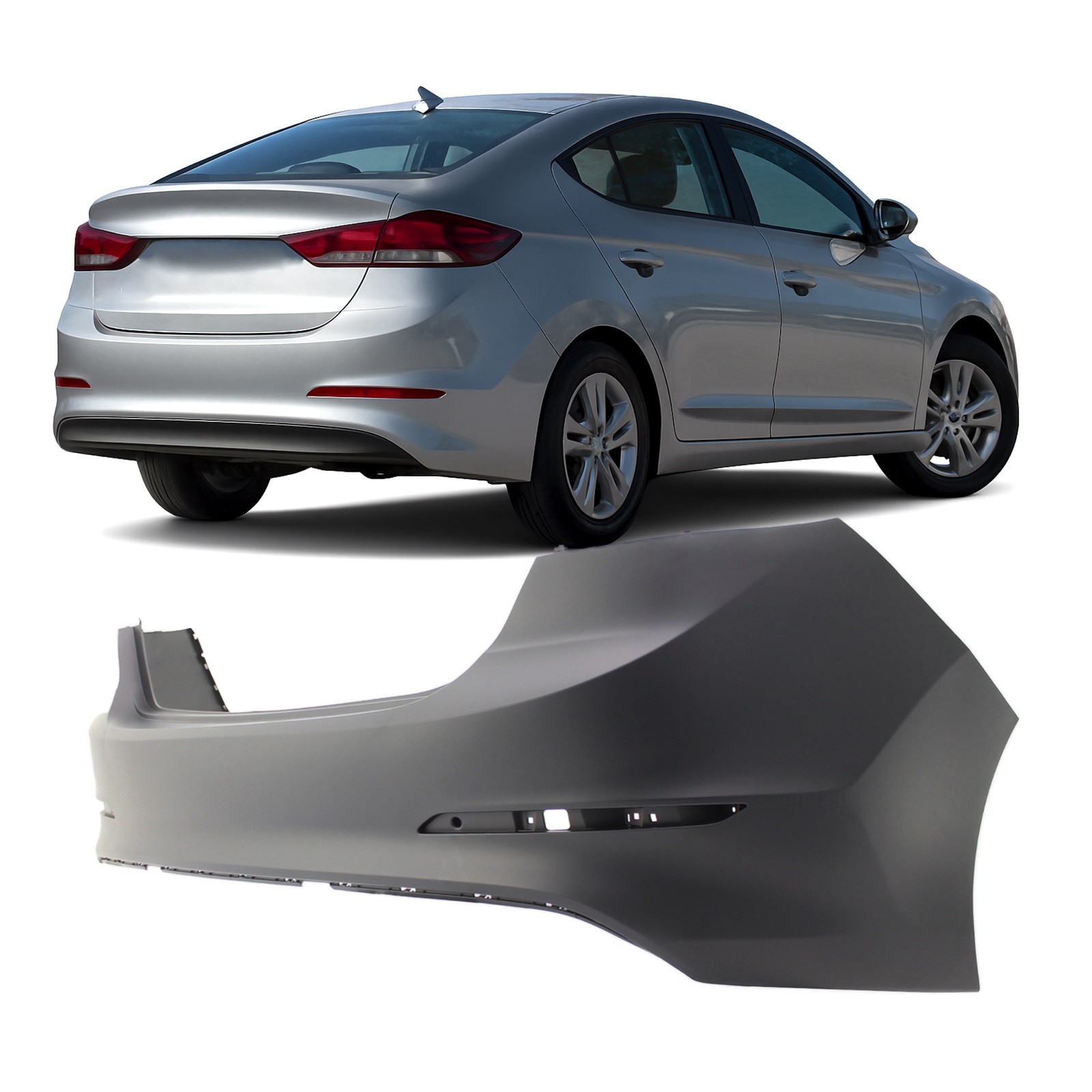 2017-2018 Hyundai Elantra Sedan Primed Rear Bumper Cover HY1100212 191275356500