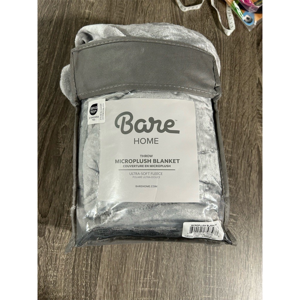 Bare Home Throw Blanket Ultra-Soft Microplush Fleece Gray Solid