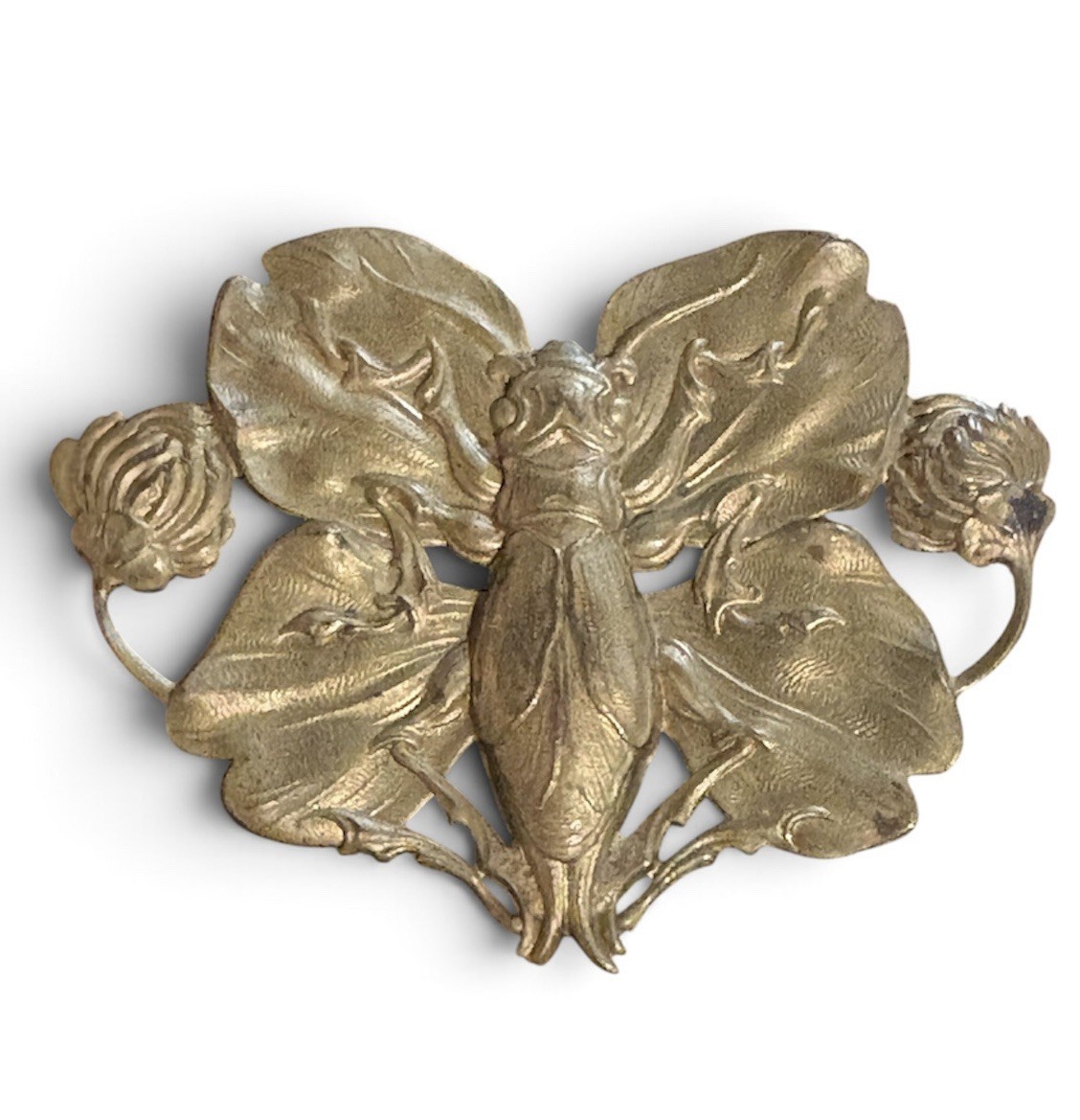 Vintage Rare Art Deco Butterfly Beetle Bug Brooch Pin Repousse Style 1920s