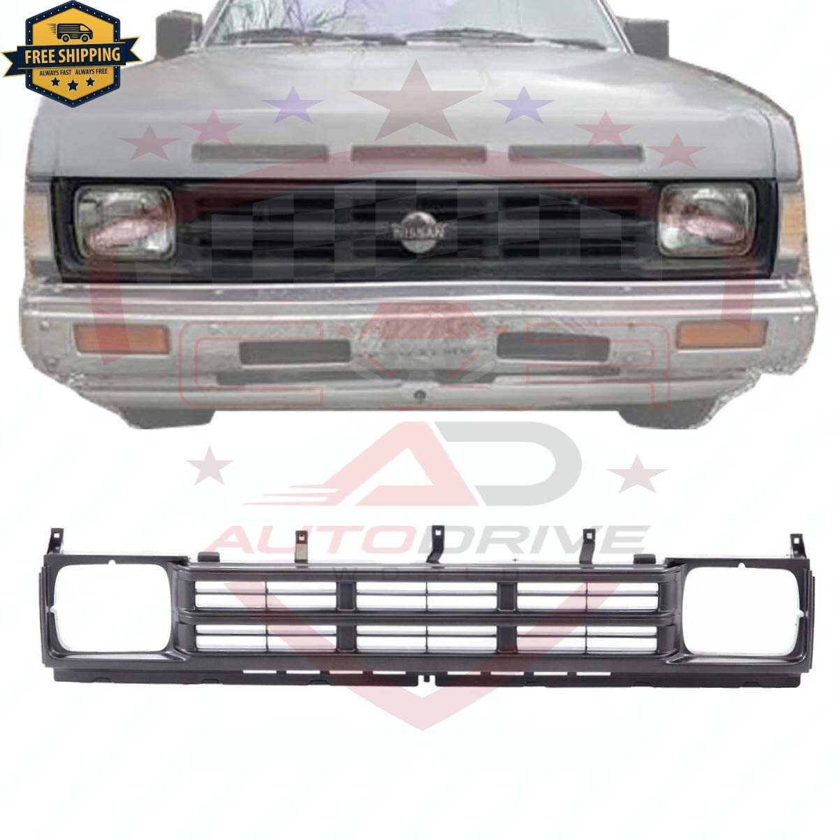New Front Grille Assembly Black For 1990 1991 1992 Nissan D21 Pickup NI1200120